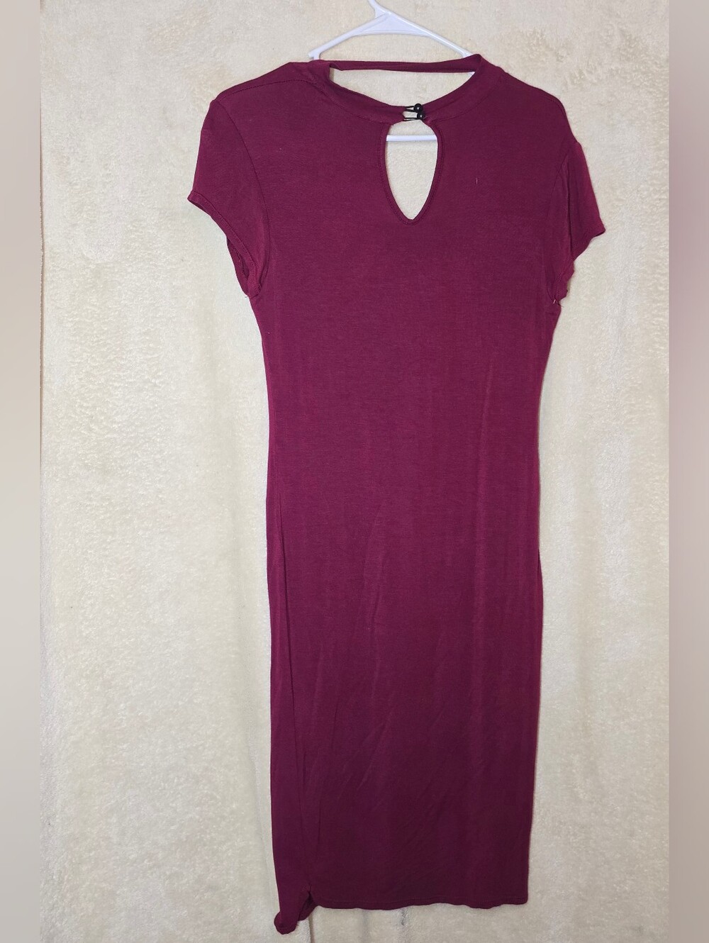 Vibe Sportswear Maroon Dress V Neck Short Sleeve Size L Vintage